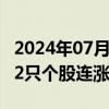 2024年07月12日快讯 今日1只个股连涨8天，2只个股连涨7天