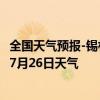 全国天气预报-锡林浩特天气预报锡林郭勒锡林浩特2024年07月26日天气