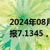 2024年08月05日快讯 人民币兑美元中间价报7.1345，上调31点