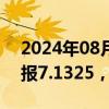 2024年08月20日快讯 人民币兑美元中间价报7.1325，上调90点