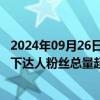 2024年09月26日快讯 我国MCN机构注册数量近3万家，旗下达人粉丝总量超500万的有243家